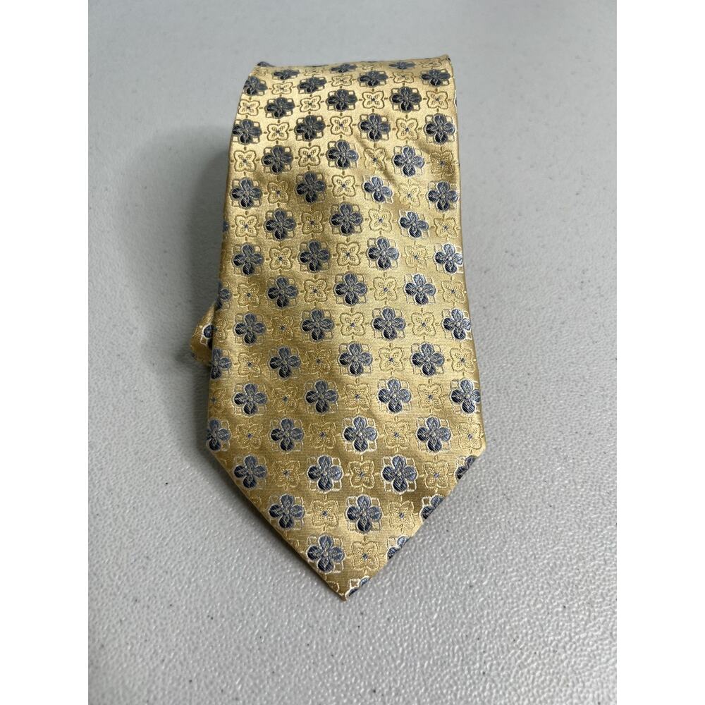 Joseph & Lyman Gold, Blue Floral Pattern 100% Silk Tie NWOT